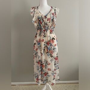 Abercrombie & Fitch Womens Ruffle Midi Dress‎ Floral M